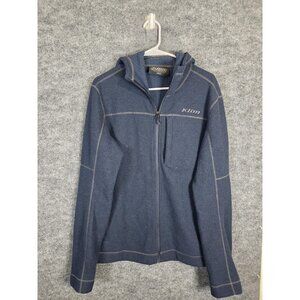 Klim Hoodie Men Small Blue Bighorn Merino Wool Fleece Zip Chest Pocket Outdoor